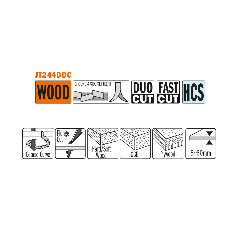 Schneller, grober Kurvenschnitt auf weichem und massivem Holz, Sperrholz und OSB-Platten