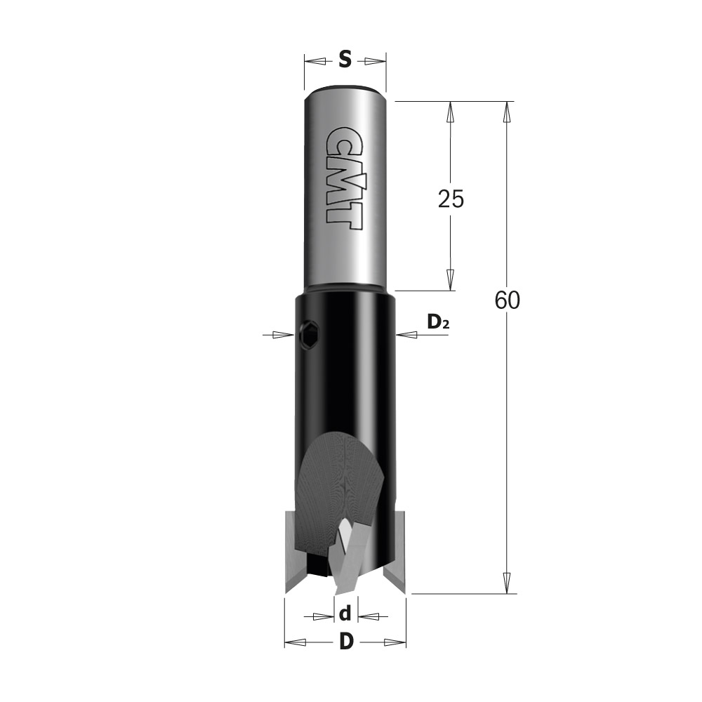 90° countersink with parallel shank