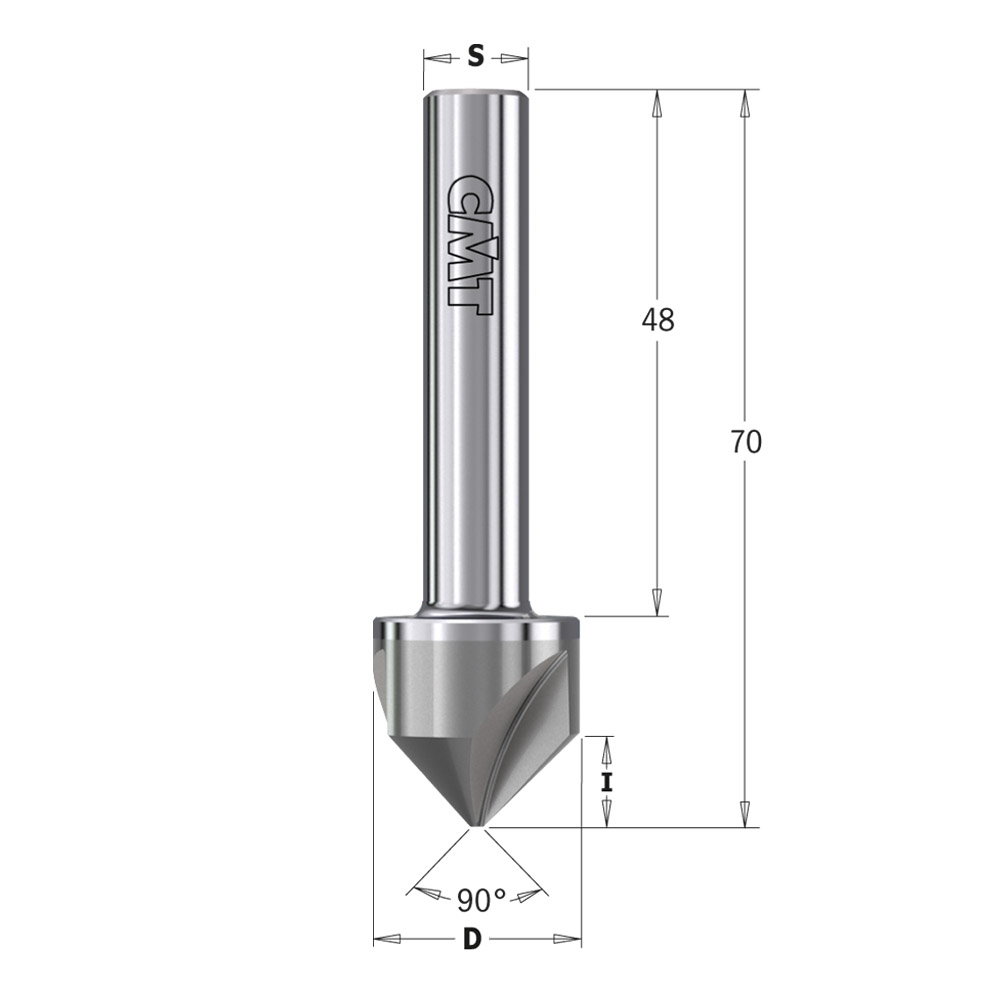 90° solid carbide countersink with parallel shank